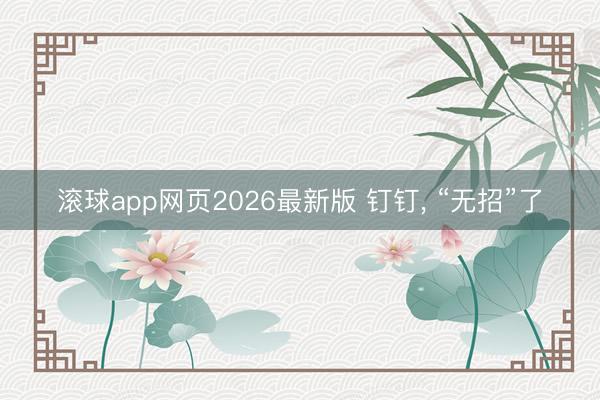 滚球app网页2026最新版 钉钉, “无招”了