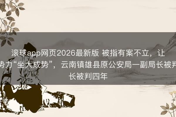 滚球app网页2026最新版 被指有案不立，让黑恶势力“坐大成势”，云南镇雄县原公安局一副局长被判四年