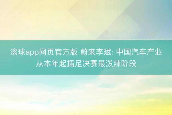 滚球app网页官方版 蔚来李斌: 中国汽车产业从本年起插足决赛最泼辣阶段