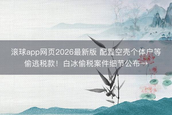 滚球app网页2026最新版 配置空壳个体户等偷逃税款!白冰偷税案件细节公布→